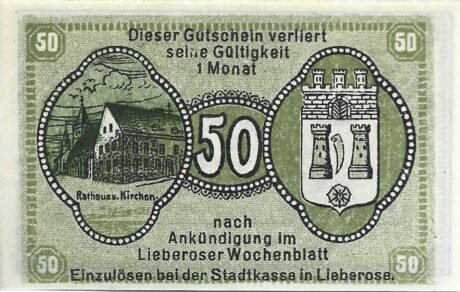 Реверс банкноты 50 fenigów (Niemcy) 1920