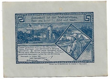 Аверс банкноты 50 fenigów (Niemcy) 1921