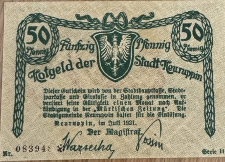 Аверс банкноты 50 fenigów (Niemcy) 1921