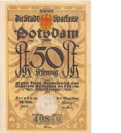 Аверс банкноты 50 пфеннигов (Германия) 1921 года