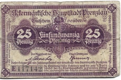 Аверс банкноты 25 пфеннигов (Германия)