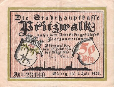 Аверс банкноты 50 fenigów (Niemcy) 1922