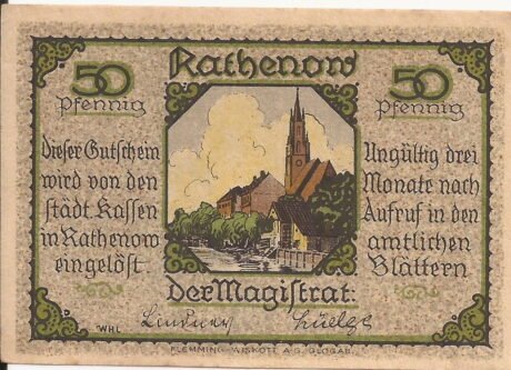 Аверс банкноты 50 fenigów (Niemcy) 1921