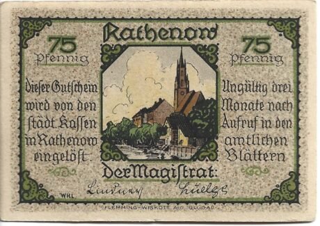 Аверс банкноты 75 fenigów (Niemcy)