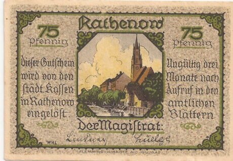 Аверс банкноты 75 fenigów (Niemcy) 1921