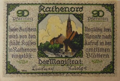 Аверс банкноты 90 fenigów (Niemcy) 1921