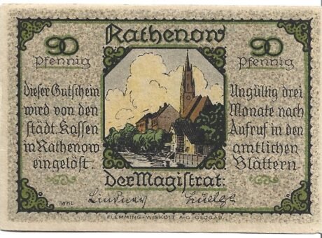 Аверс банкноты 90 fenigów (Niemcy) 1921