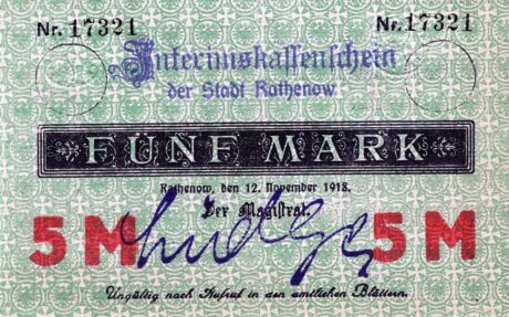 Аверс банкноты 5 marek (Niemcy) 1918