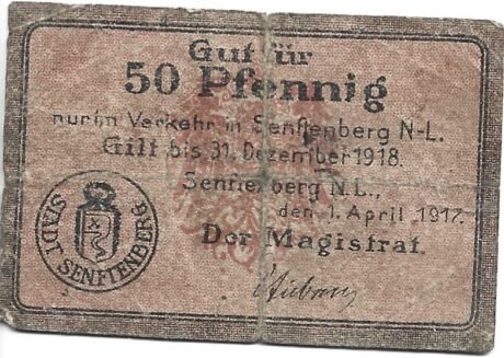 Аверс банкноты 50 fenigów (Niemcy) 1917