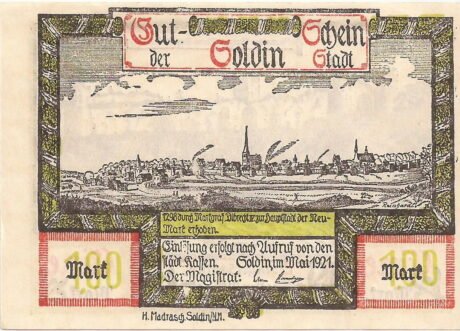 Аверс банкноты 1 marka (Niemcy) 1921