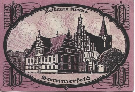 Реверс банкноты 10 fenigów (Niemcy) 1920