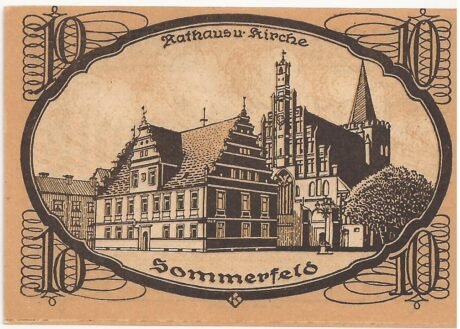 Реверс банкноты 10 fenigów (Niemcy) 1921