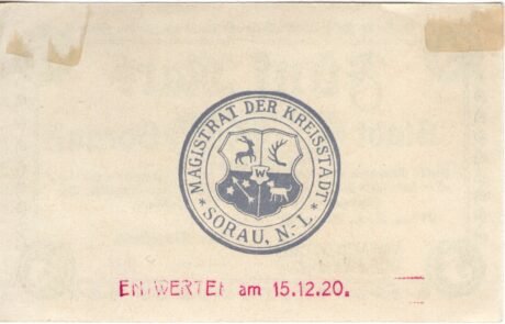 Реверс банкноты 5 marek (Niemcy) 1918