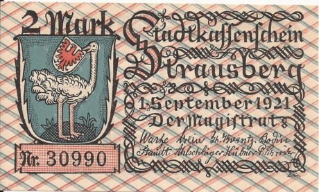 Аверс банкноты 2 marki (Niemcy) 1921