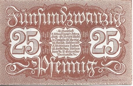 Реверс банкноты 25 fenigów (Niemcy) 1920
