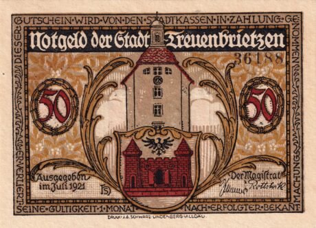 Аверс банкноты 50 fenigów (Niemcy) 1921