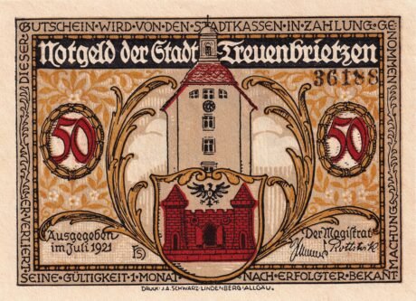 Аверс банкноты 50 fenigów (Niemcy) 1921