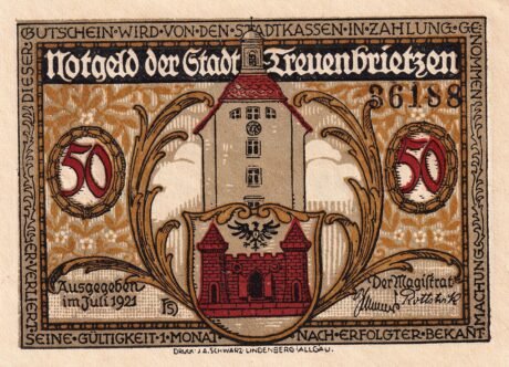 Аверс банкноты 50 fenigów (Niemcy) 1921
