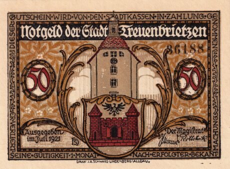 Аверс банкноты 50 fenigów (Niemcy) 1921