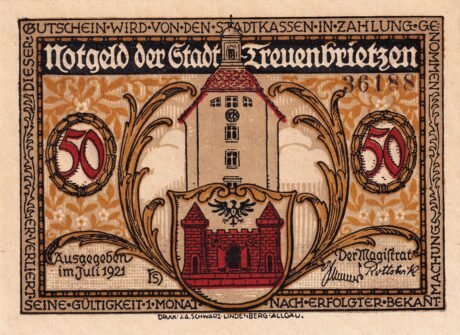 Аверс банкноты 50 fenigów (Niemcy) 1921