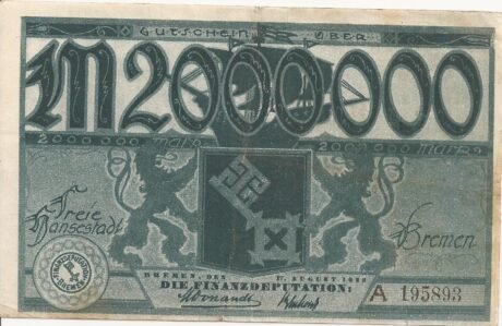 Аверс банкноты 2000000 marek (Niemcy)