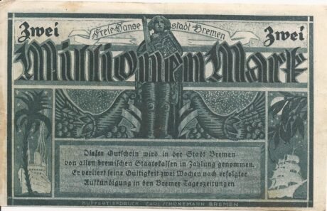 Реверс банкноты 2000000 marek (Niemcy)