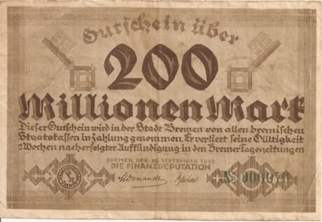 Аверс банкноты 200 000 000 marek (Niemcy) 1923
