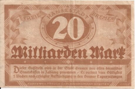 Реверс банкноты 20000000000 marek (Niemcy) 1923