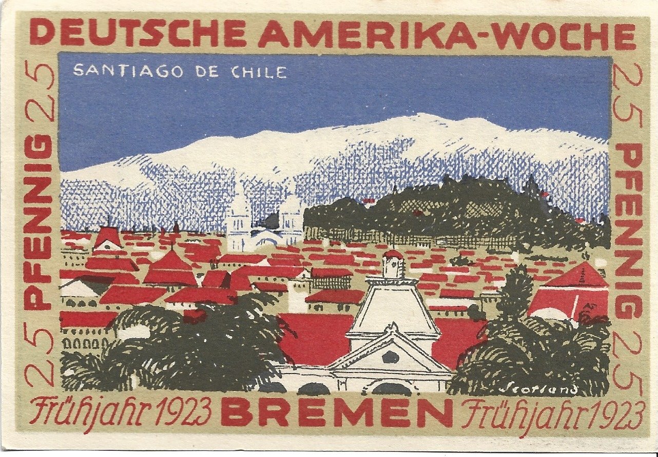 Реверс банкноты 25 пфеннигов Deutsche Amerika-Woche (Германия) 1923 года