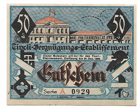 Аверс банкноты 50 fenigów Tivoli-Vergnügungs-Etablissement (Niemcy) 1921