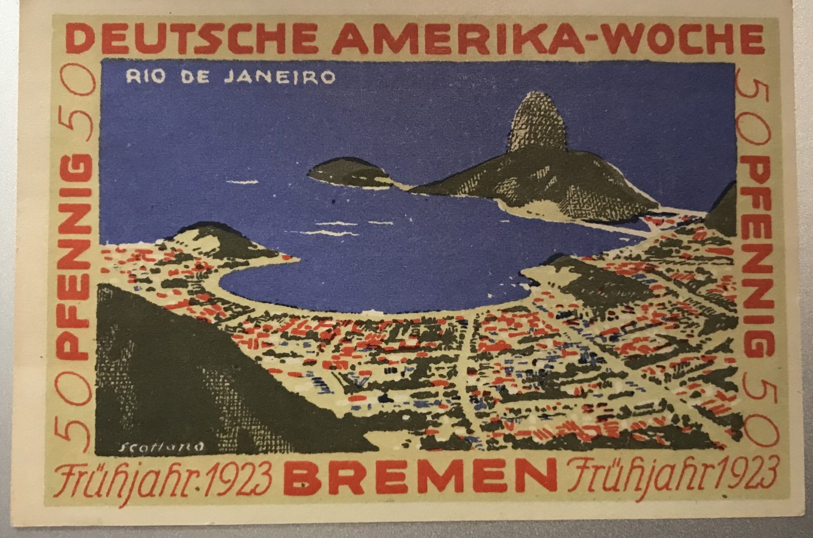 Реверс банкноты 50 пфеннигов Deutsche Amerika-Woche (Германия) 1922 года