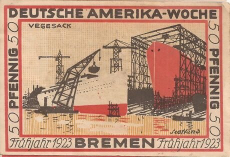 Реверс банкноты 50 пфеннигов Deutsche Amerika-Woche (Германия) 1923 года