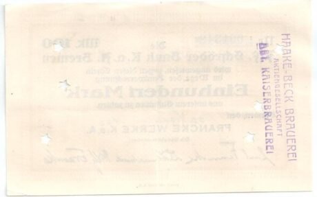 Rewers banknotu 100 marek Francke Werke (Niemcy) 1922