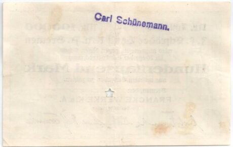 Реверс банкноты 100000 marek Francke Werke (Niemcy) 1923