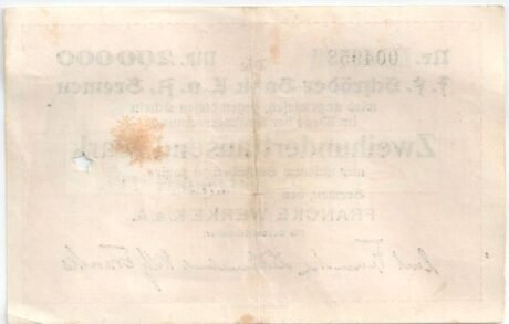 Реверс банкноты 200 000 marek Francke Werke (Niemcy) 1923