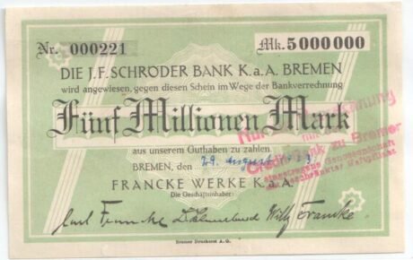 Аверс банкноты 5000000 marek (Niemcy) 1923