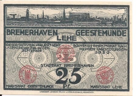 Аверс банкноты 25 fenigów (Niemcy) 1920