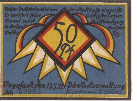 Аверс банкноты 50 fenigów (Niemcy) 1921