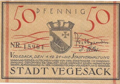 Аверс банкноты 50 fenigów (Niemcy) 1921