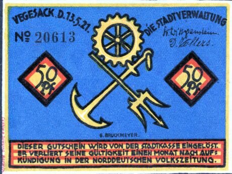 Аверс банкноты 50 fenigów (Niemcy) 1921