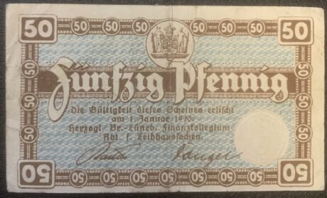 Аверс банкноты 50 fenigów (Niemcy)