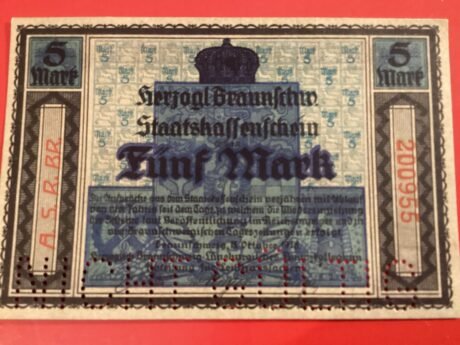 Аверс банкноты 5 Staatskassenschein (Niemcy) 1918