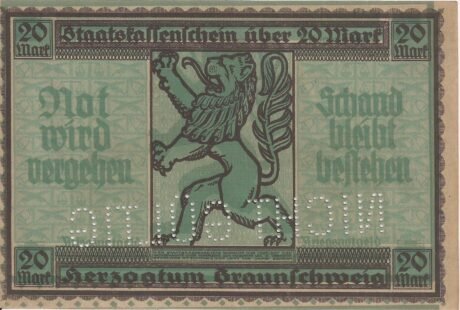 Реверс банкноты 20 Mark Staatskassenschein (Niemcy) 1918