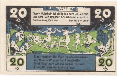 Аверс банкноты 20 fenigów (Niemcy) 1921