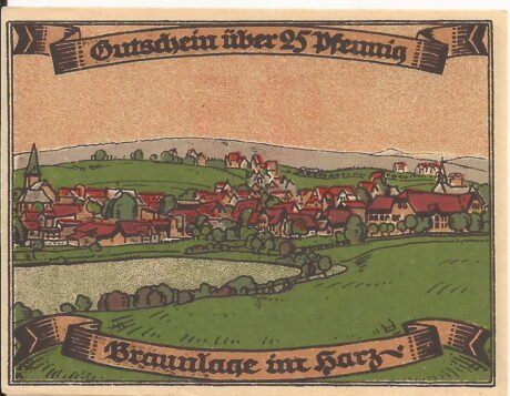 Реверс банкноты 25 fenigów (Niemcy) 1921