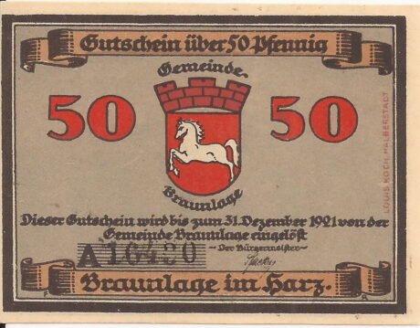 Аверс банкноты 50 fenigów (Niemcy) 1921