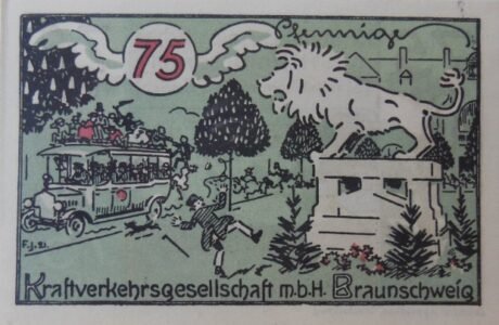 Реверс банкноты 75 пфеннигов Kraftverkehrsgesellschaft (Германия) 1921 года