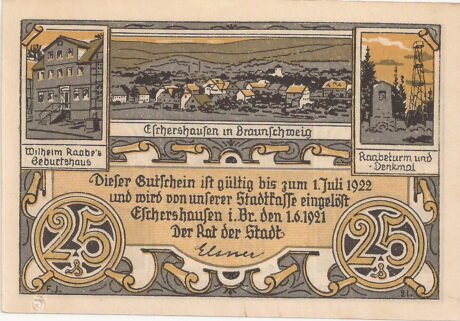 Аверс банкноты 25 пфеннигов (Германия) 1921 года