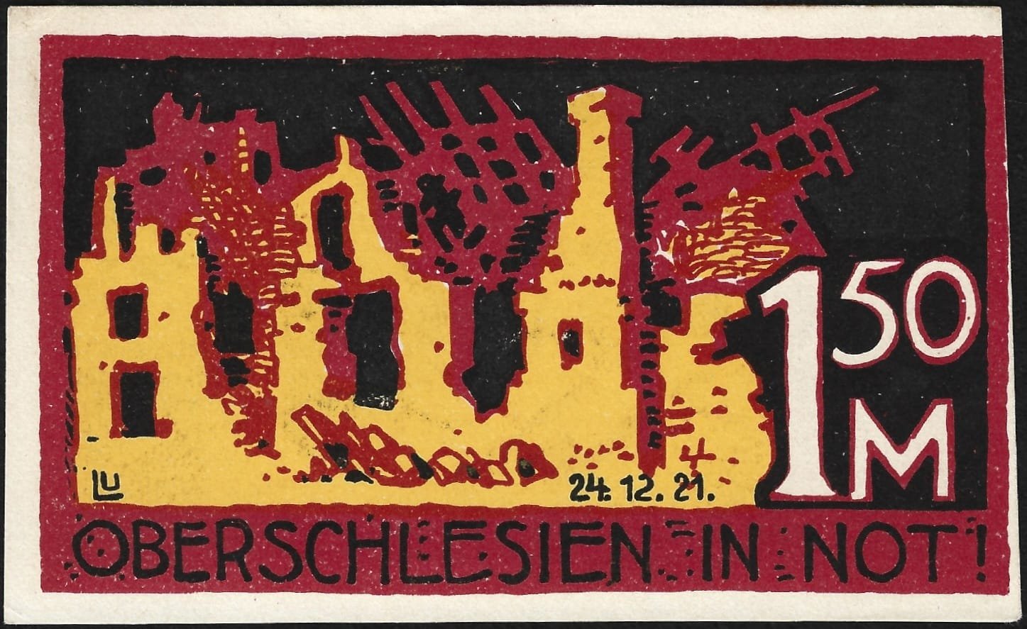 Реверс банкноты 1.50 марок Rotes Kreuz (Германия) 1921 года