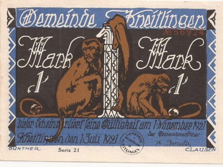 Аверс банкноты 1 marka (Niemcy) 1921